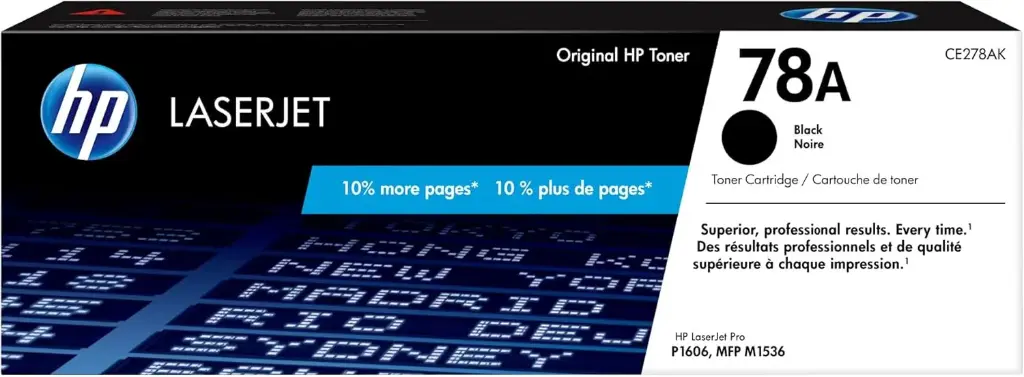 HP 78A CE278A Toner Noir Authentique pour HP LaserJet Pro P1566 / P1606dn / M1536dnfe