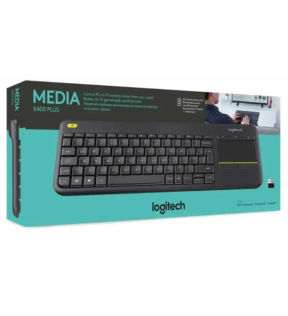 Logitech Clavier Sans Fil – AZERTY- K400 Plus TV – NOIR