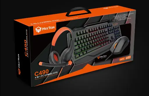 Clavier, Souris, Casque Et Tapis De Souris 4 En 1 Meetion C490 – QUERTY