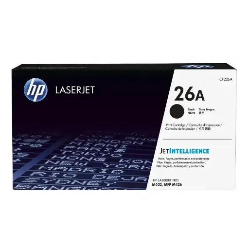 HP 26A noir - Toner original HP CF226A pour imprimantes laser HP LaserJet Pro M402 et MFP M426. Couleur : noir.