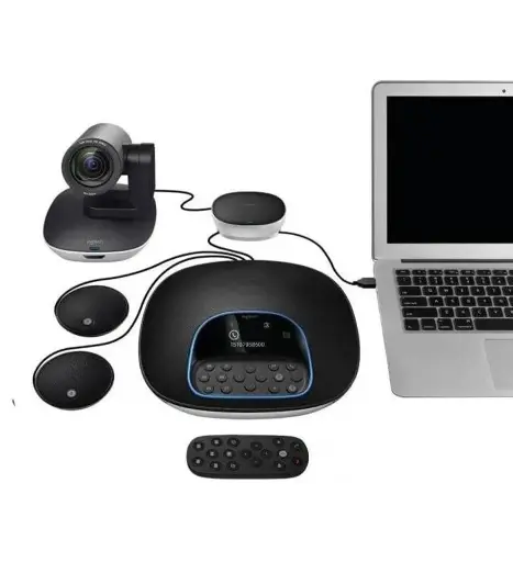 Logitech Group - Système de Webcam Visioconférence, Full HD 1080p, Mise au Point Automatique, USB, Skype for Business, Teams, Zoom, Fuze, Hangouts Meet, Hardware, Cortana, Cisco Jabber, Portable/PC/Mac