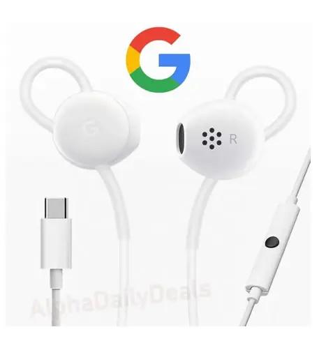Pixel USB-C Earbuds ecouteurs - Google Écouteurs numériques filaires USB de Type C avec Assistant et Traduction Intra-auriculaire pour téléphones Pixel - Blanc