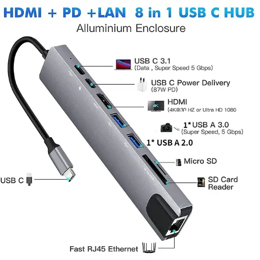 Adaptateur Multi-Port USB-C 8 En 1